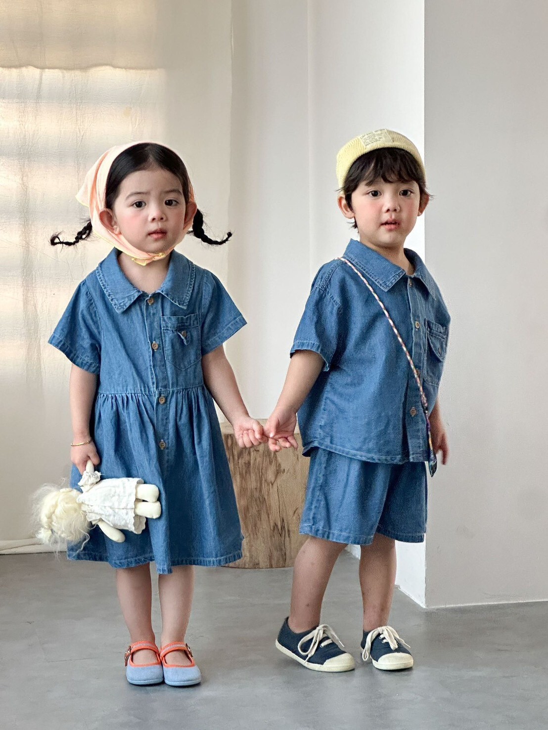 小探險家牛仔童趣套裝ꕀꕀꕀ ＊短袖上衣 + 短褲/裙子