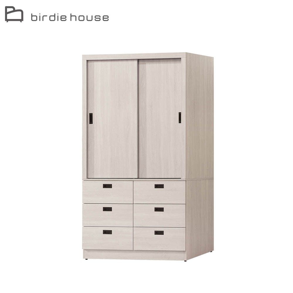 柏蒂家居-諾蘭4尺推門/拉門六抽衣櫃/衣櫥