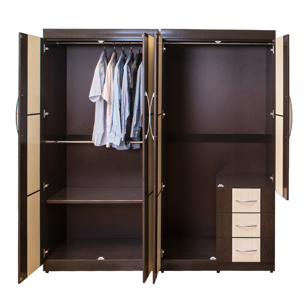 南亞塑鋼-6尺四門三抽方塊直飾條塑鋼衣櫃組合