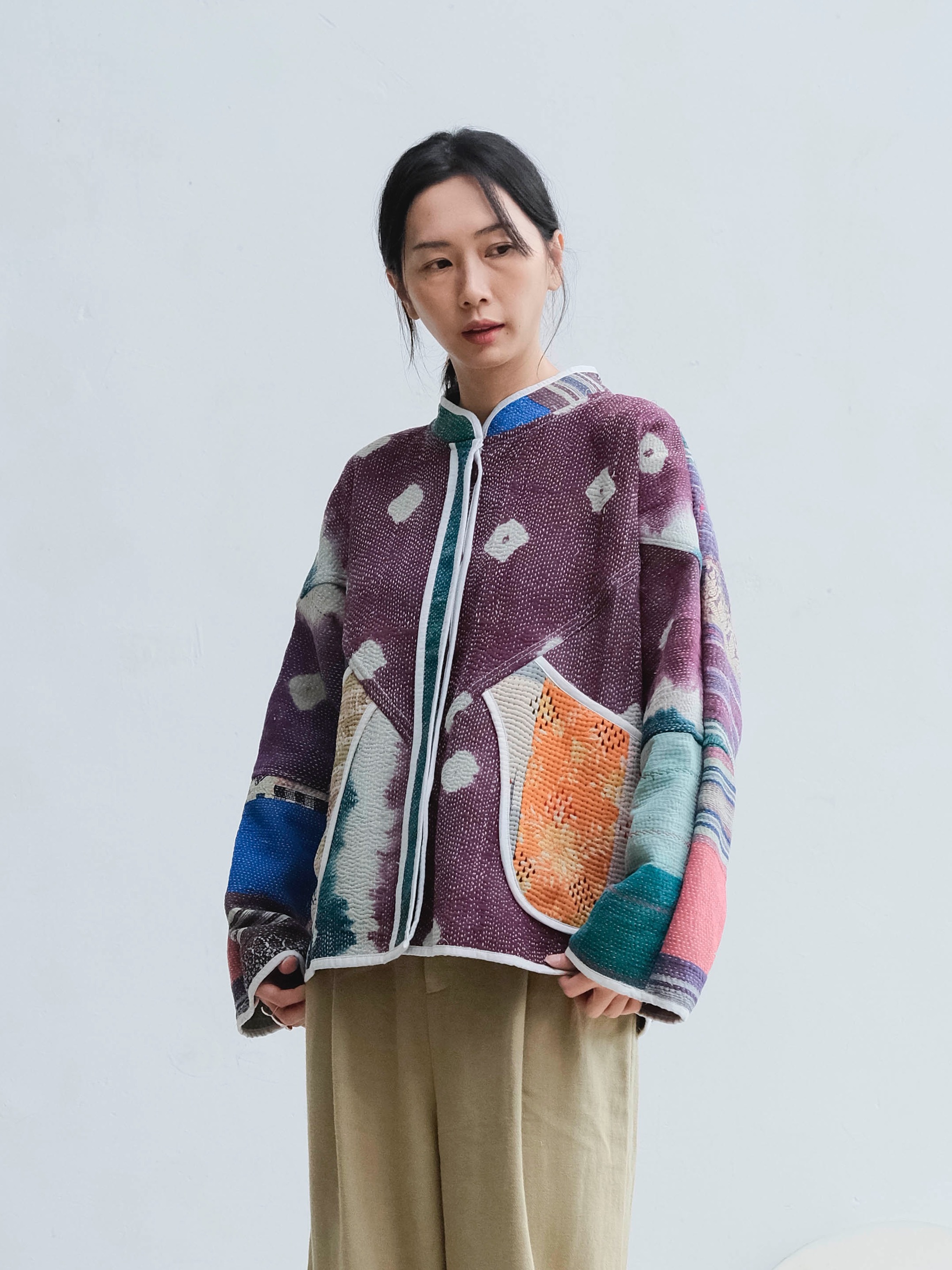 古董坎塔雙面立領短大衣 / 茄子遊樂園