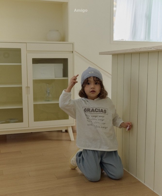 韓國🇰🇷Amigo 鉛筆線條條紋連帽上衣(XS-XL)