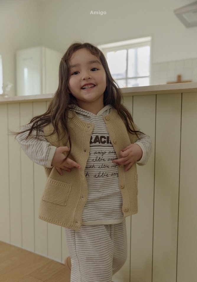 韓國🇰🇷Amigo 鉛筆線條條紋連帽上衣(XS-XL)