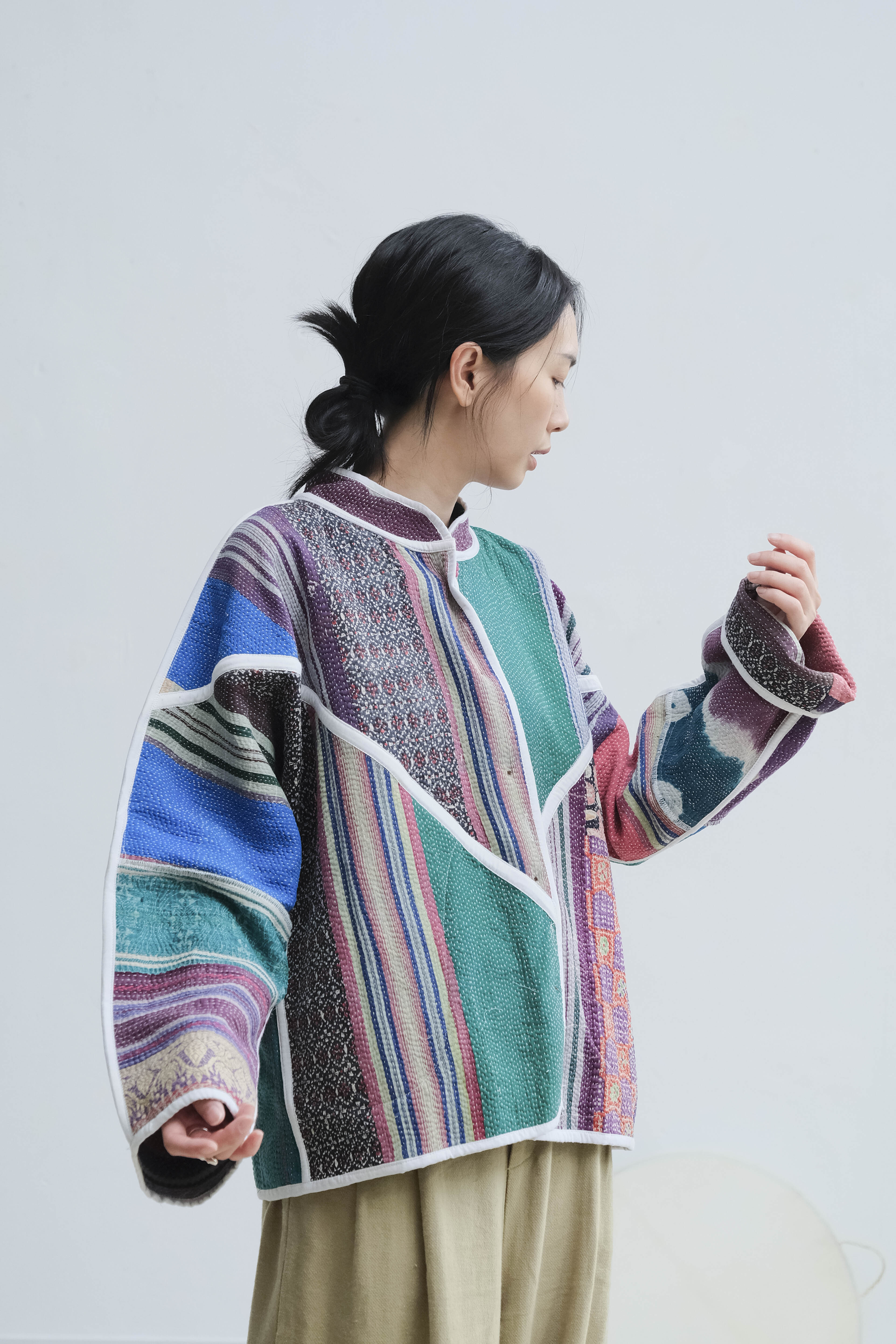 古董坎塔雙面立領短大衣 / 茄子遊樂園