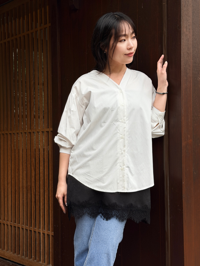 0303V領落肩襯衫