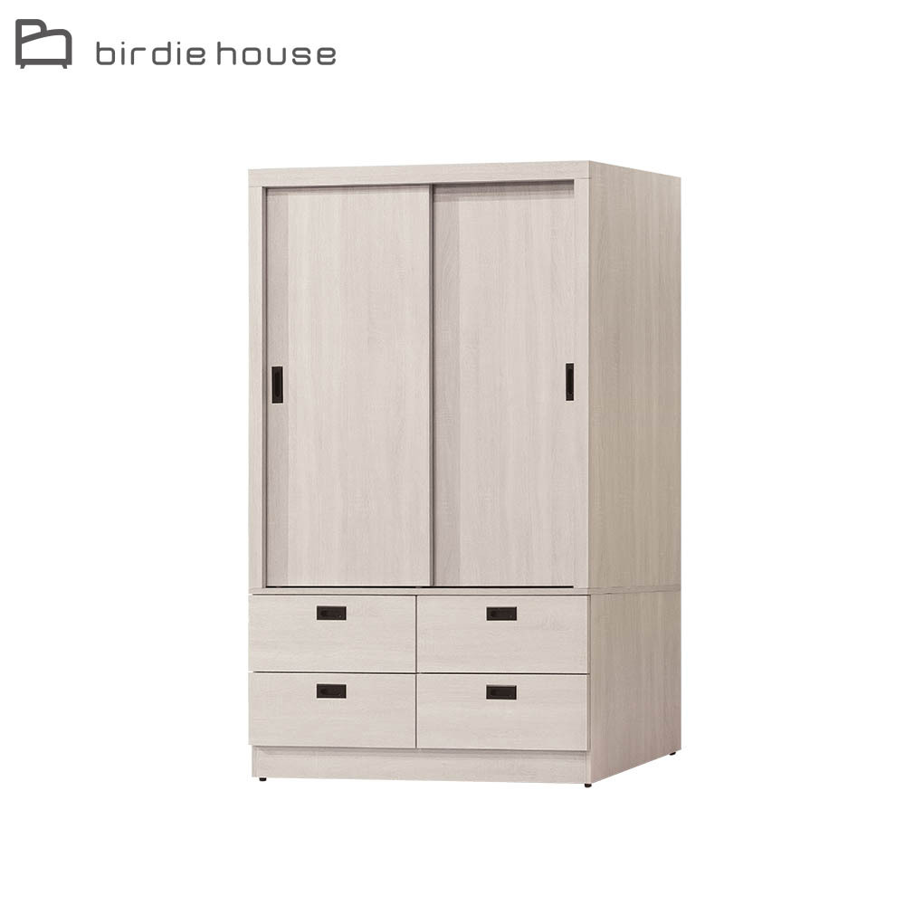 柏蒂家居-諾蘭4尺推門/拉門四抽衣櫃/衣櫥