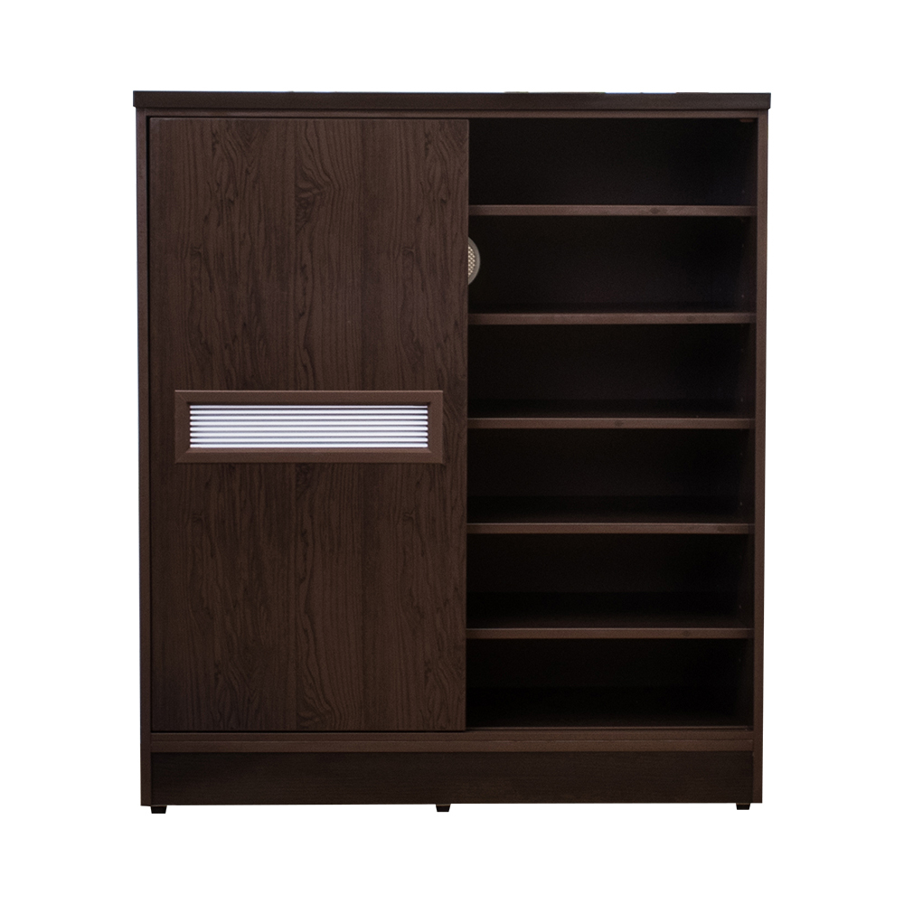 南亞塑鋼-3尺雙拉門線條紋橫飾條塑鋼鞋櫃