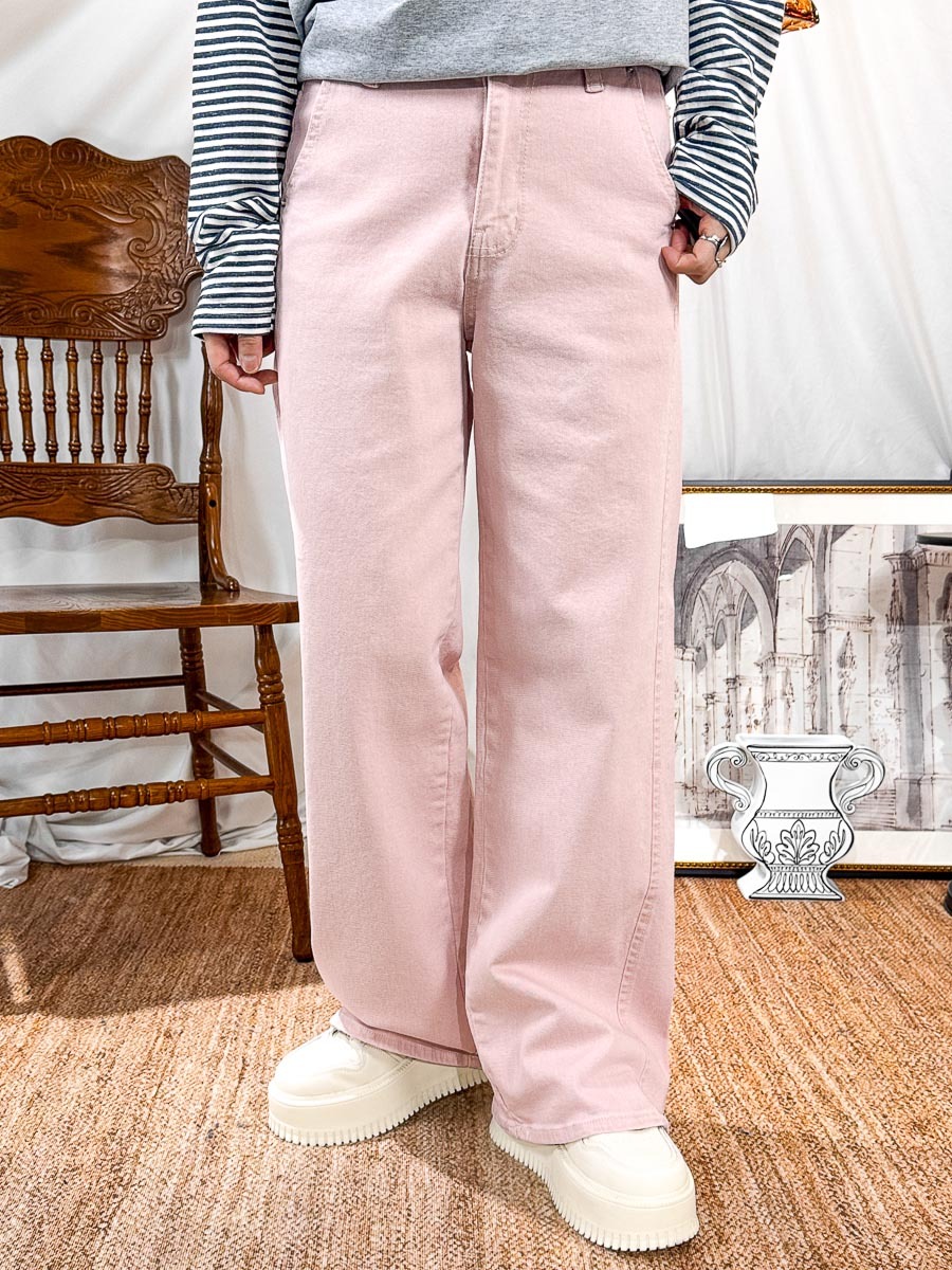 腰位內橡根．扯布料直腳褲