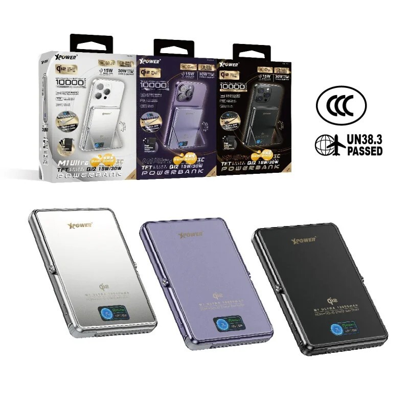 (3C認證)XPower M1 Ultra半固態3C版TFT 彩屏顯示 QI2 Magcharge 10000mAh磁吸行動電源