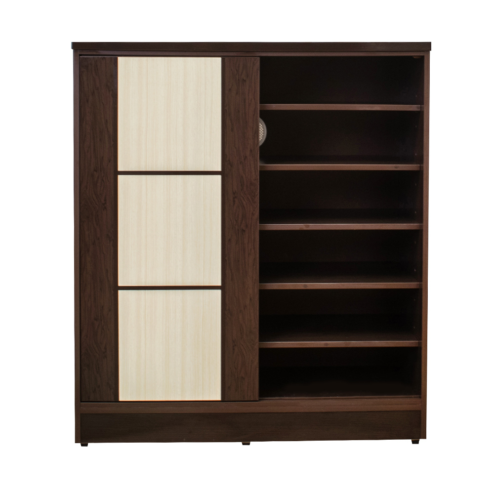 南亞塑鋼-3尺雙拉門方塊直飾條塑鋼鞋櫃