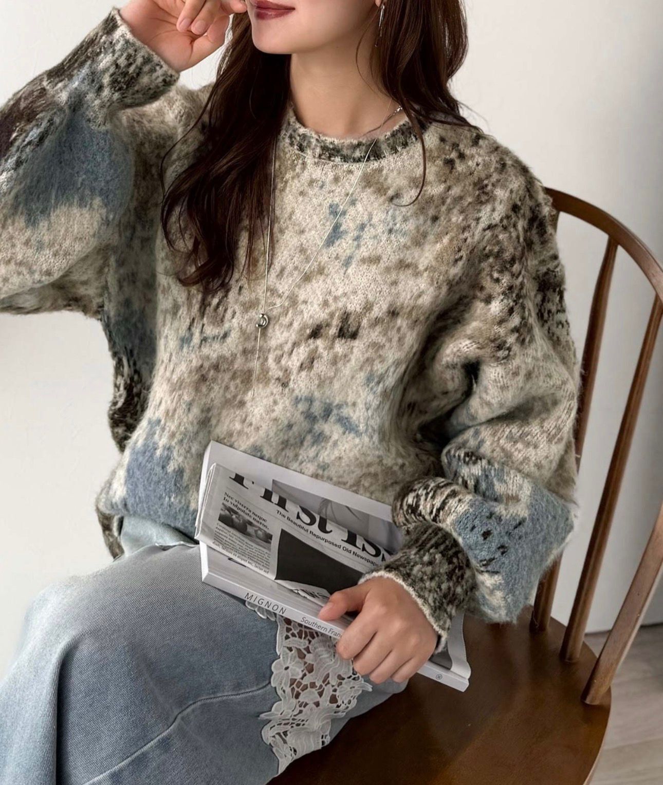 【預購】JN0305105 JAVA 復古渲染毛海感針織毛衣