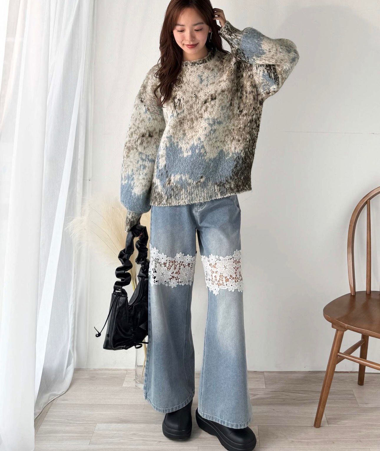 【預購】JN0305105 JAVA 復古渲染毛海感針織毛衣