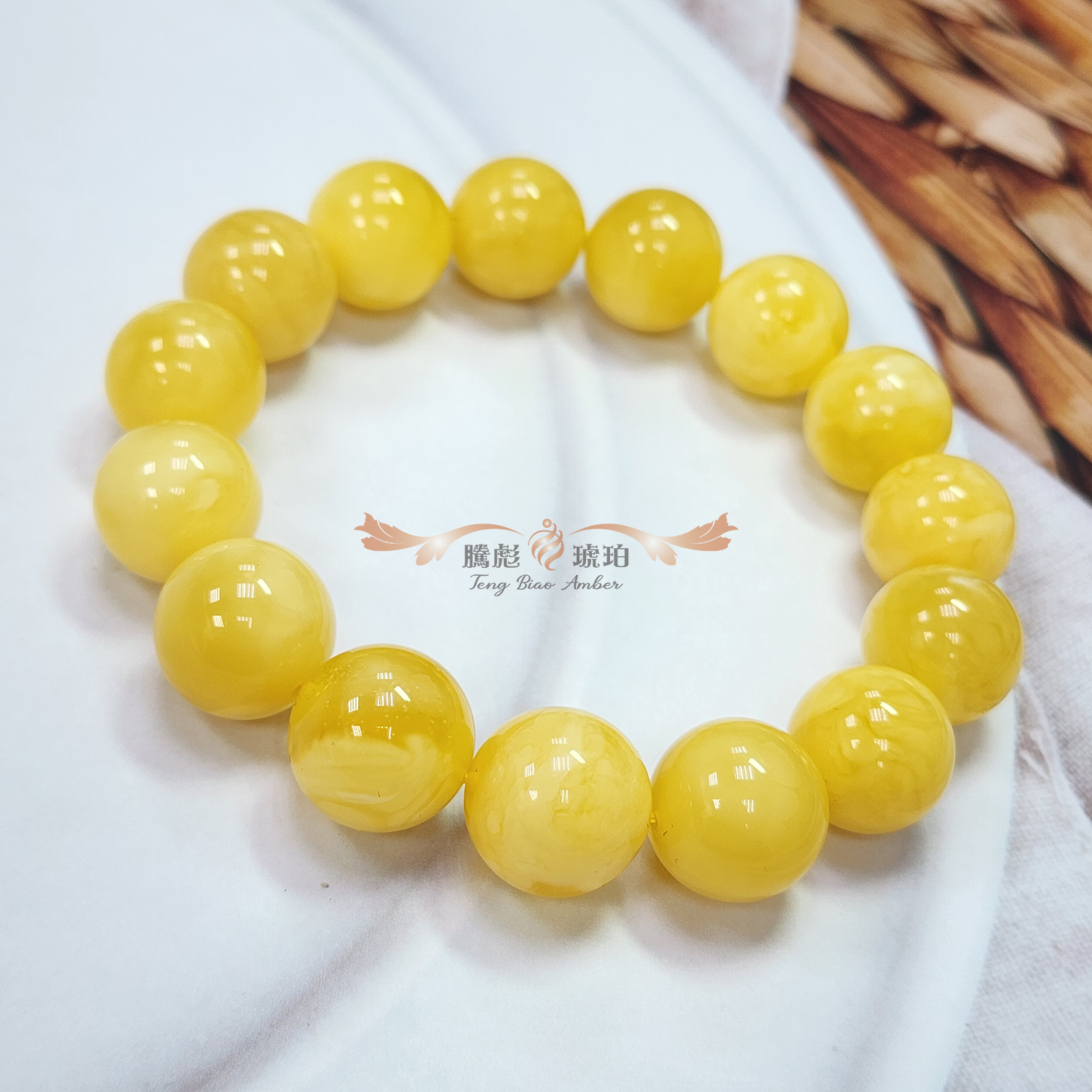 【騰彪琥珀】天然金絞白飄花蜜蠟手鍊 收藏等級/小年份自然氧化/半透半蠟 靈動意象 附保卡 歲月潤澤 琥珀現貨免運
