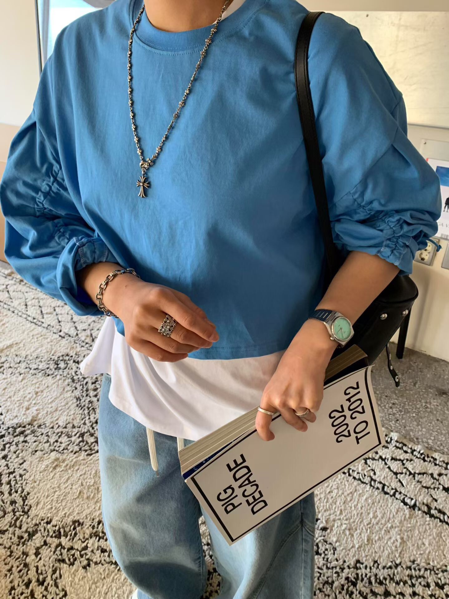 袖抽繩造型薄長T