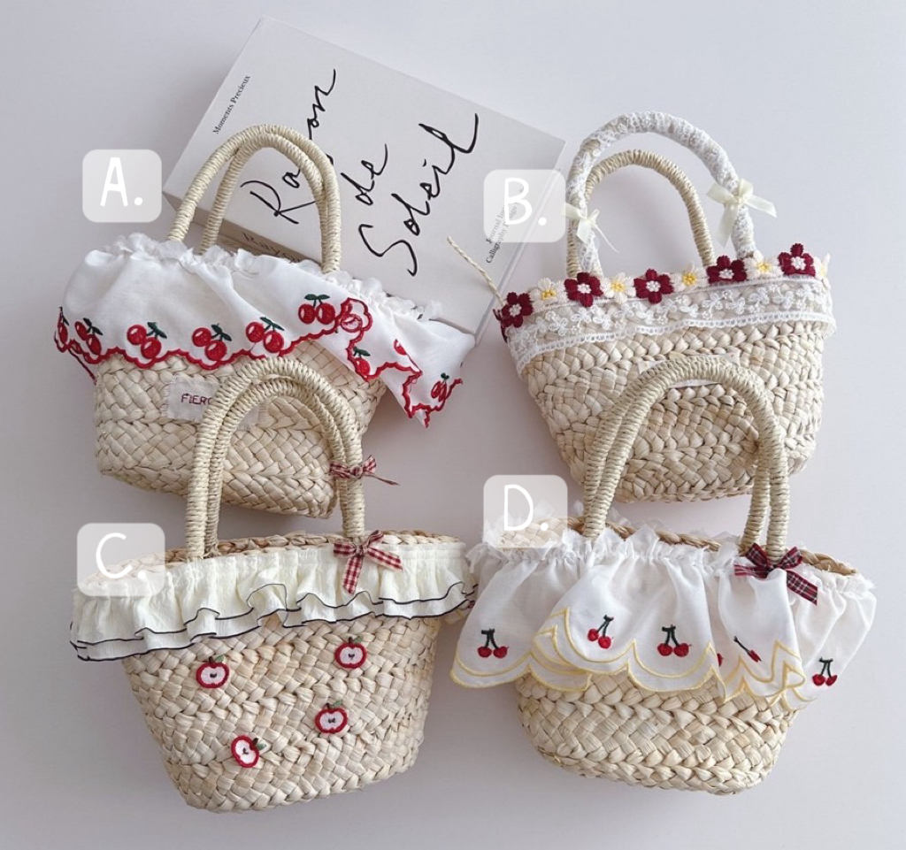 夏日可愛藤編手提包