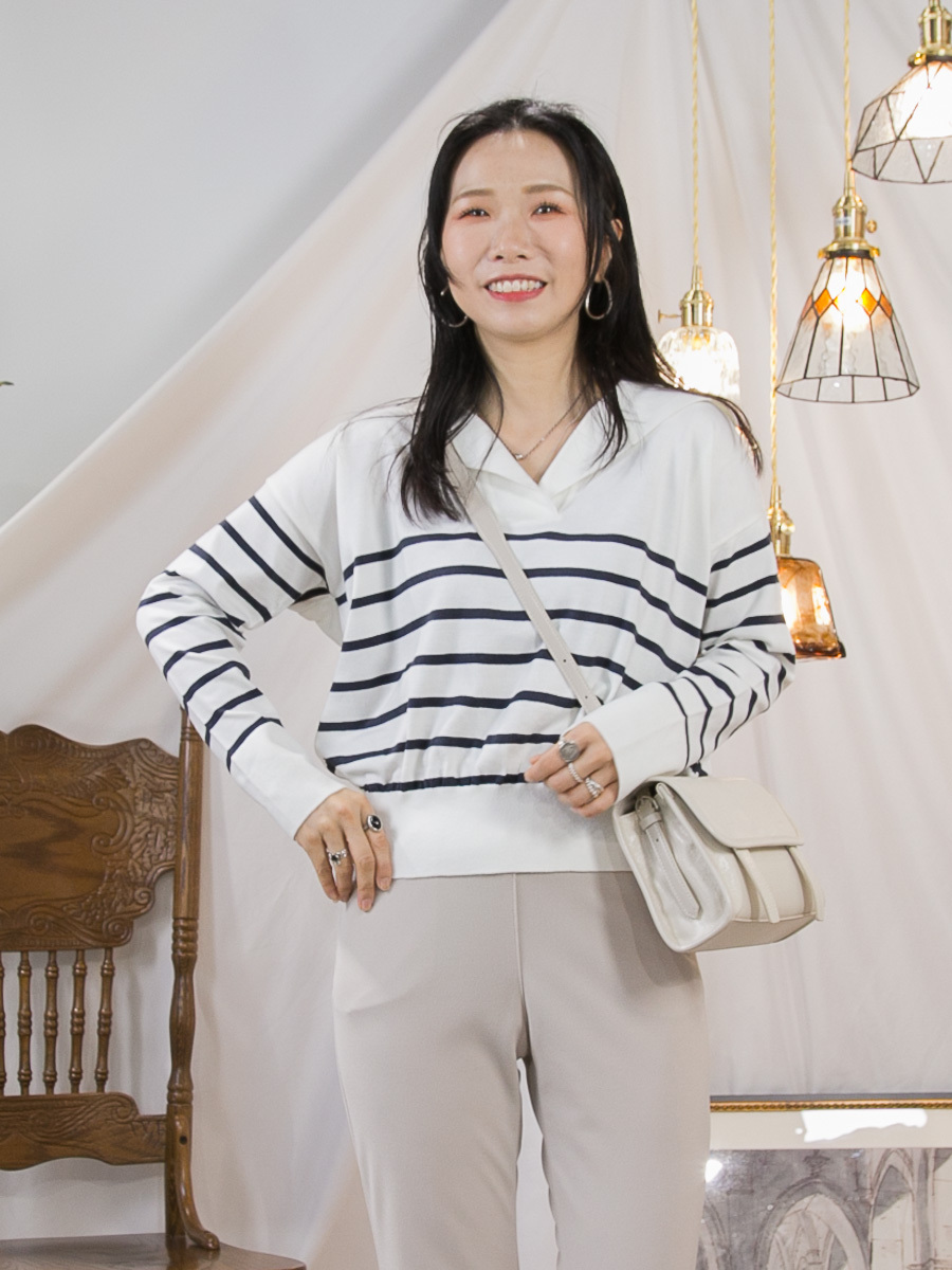 反領．V領 橫間線仔料TOP