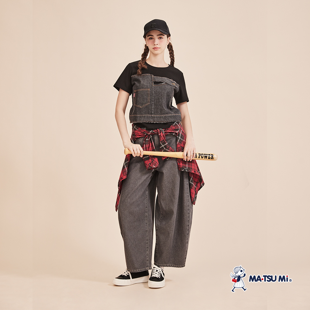 MA‧TSU Mi 寬鬆美式復古感氣球牛仔褲(黑)