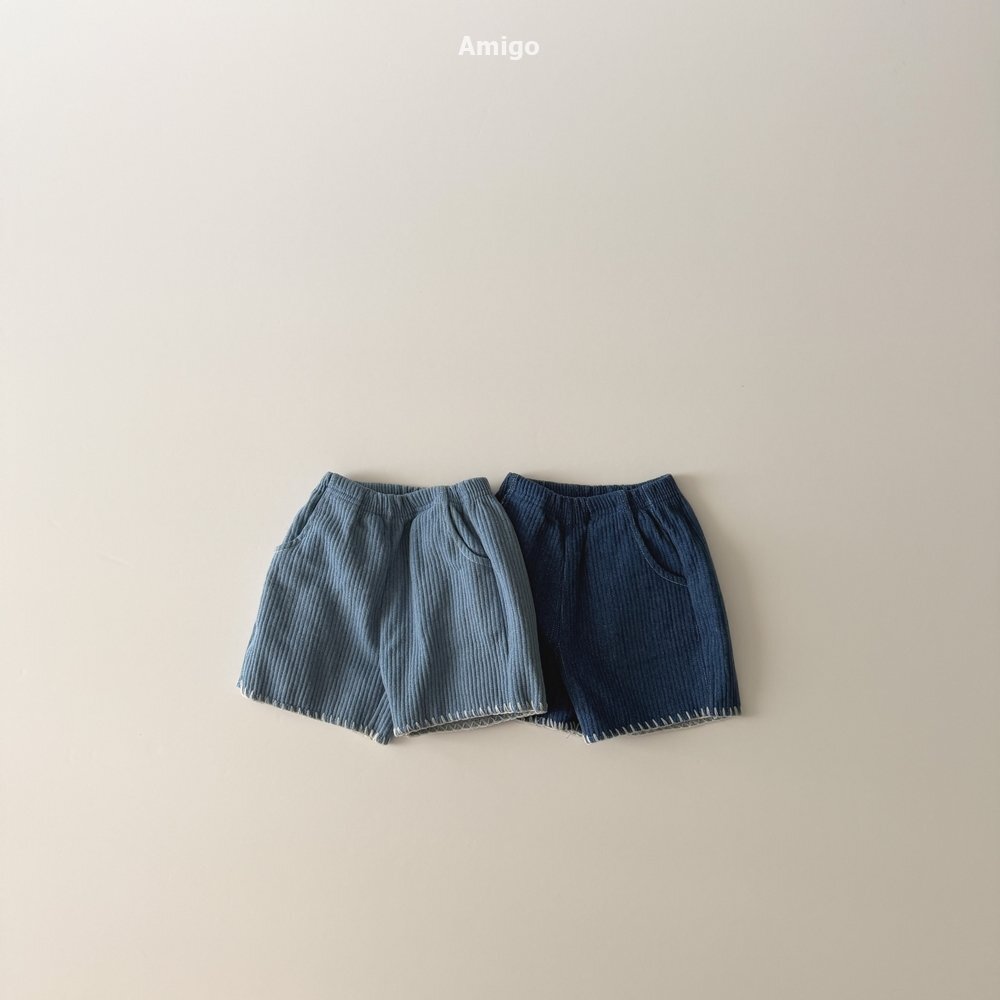 韓國🇰🇷Amigo 縫邊坑條短褲(XS-XL)
