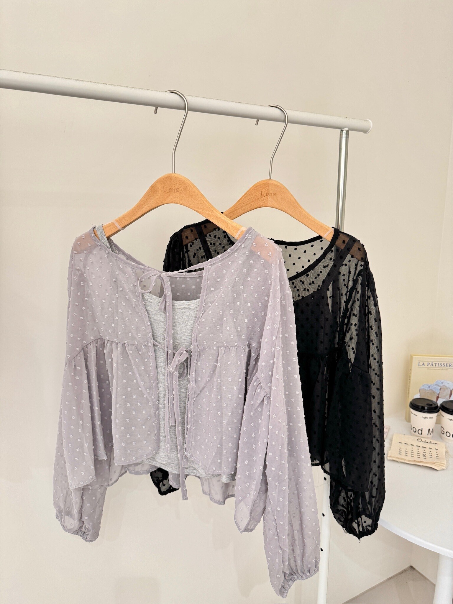 花花透膚罩衫兩件式