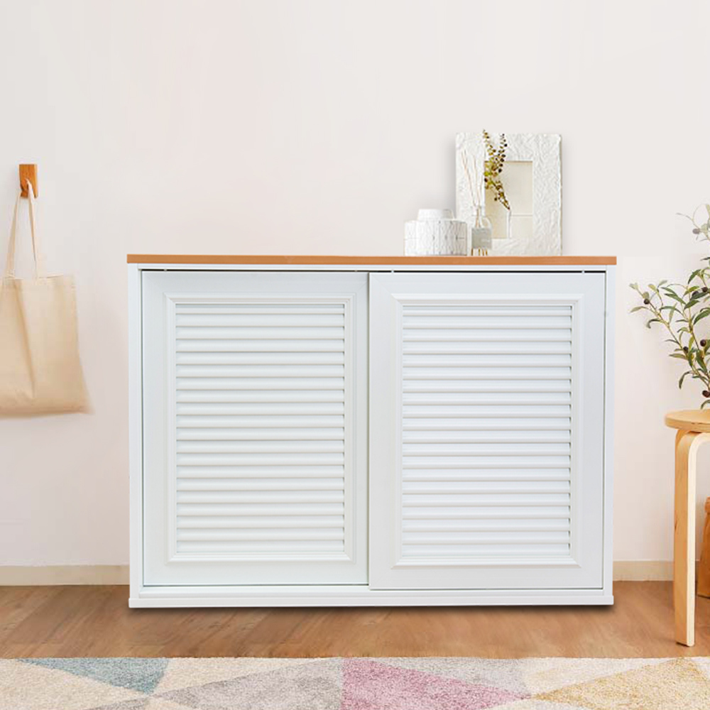 南亞塑鋼-4.1尺百葉推門收納櫃/棉被櫃/衣櫃