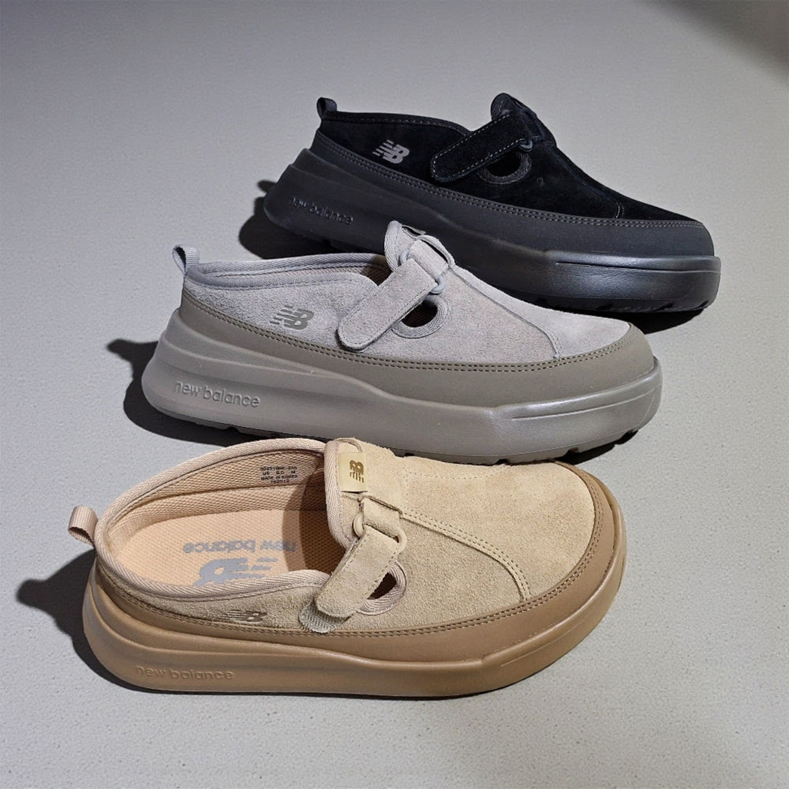 New Balance Rover 穆勒鞋 懶人鞋 厚底 復古 麵包鞋 麂皮 增高 魔鬼氈 灰 黑 卡其 SD2510