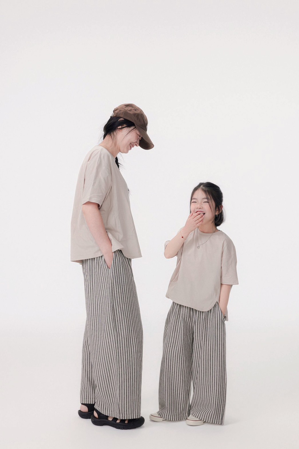 簡約條紋寬鬆長褲|大人