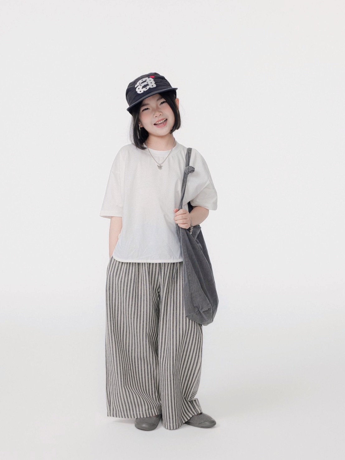 簡約條紋寬鬆長褲|大人