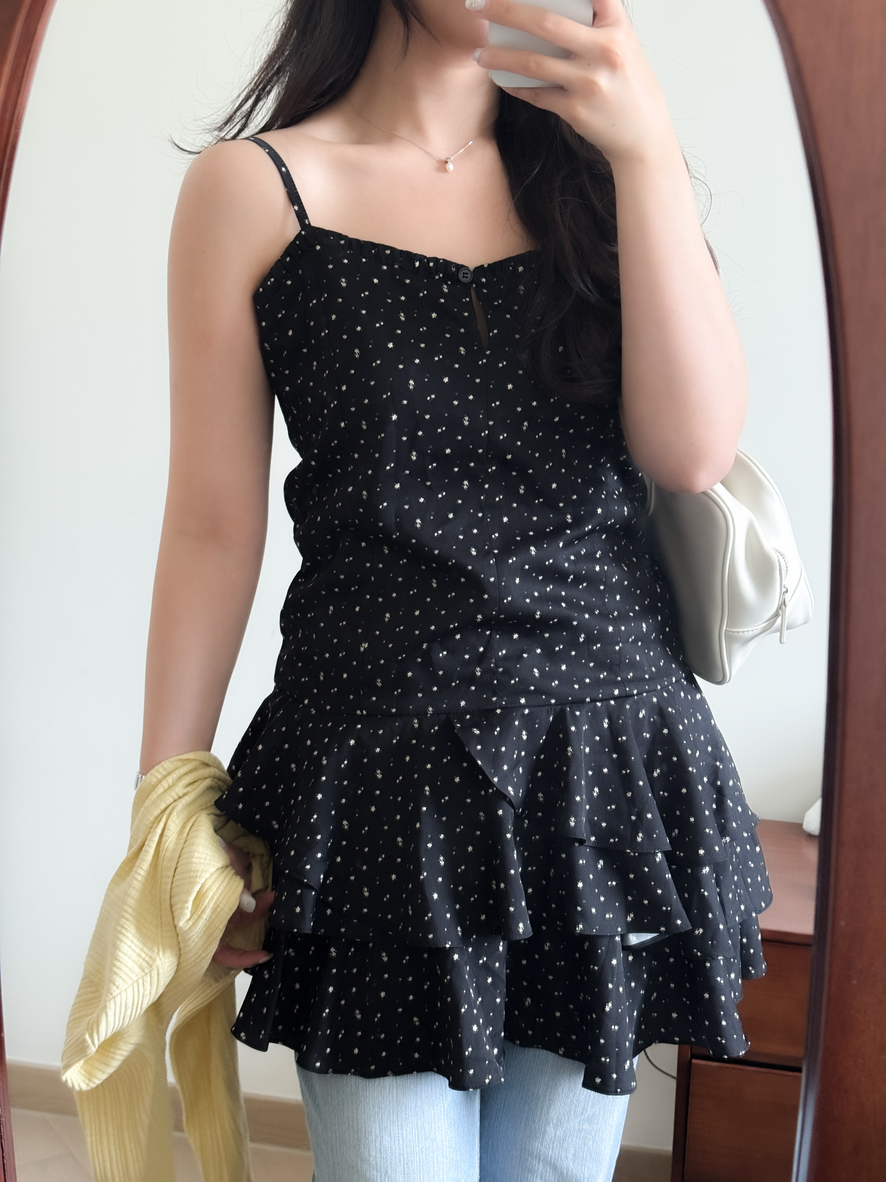 復古碎花背心layer dress