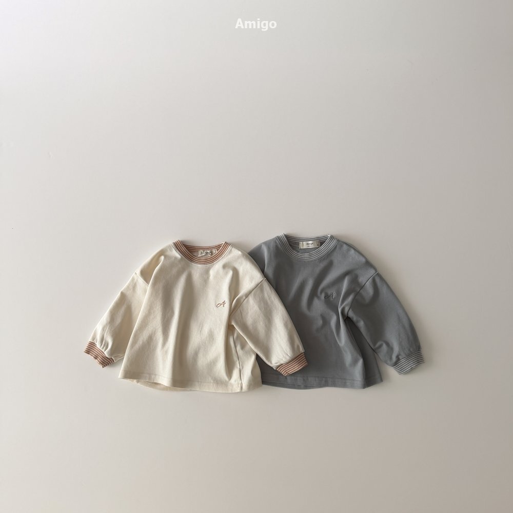 韓國🇰🇷Amigo 刺繡字母拼接袖口上衣(XS-XL)