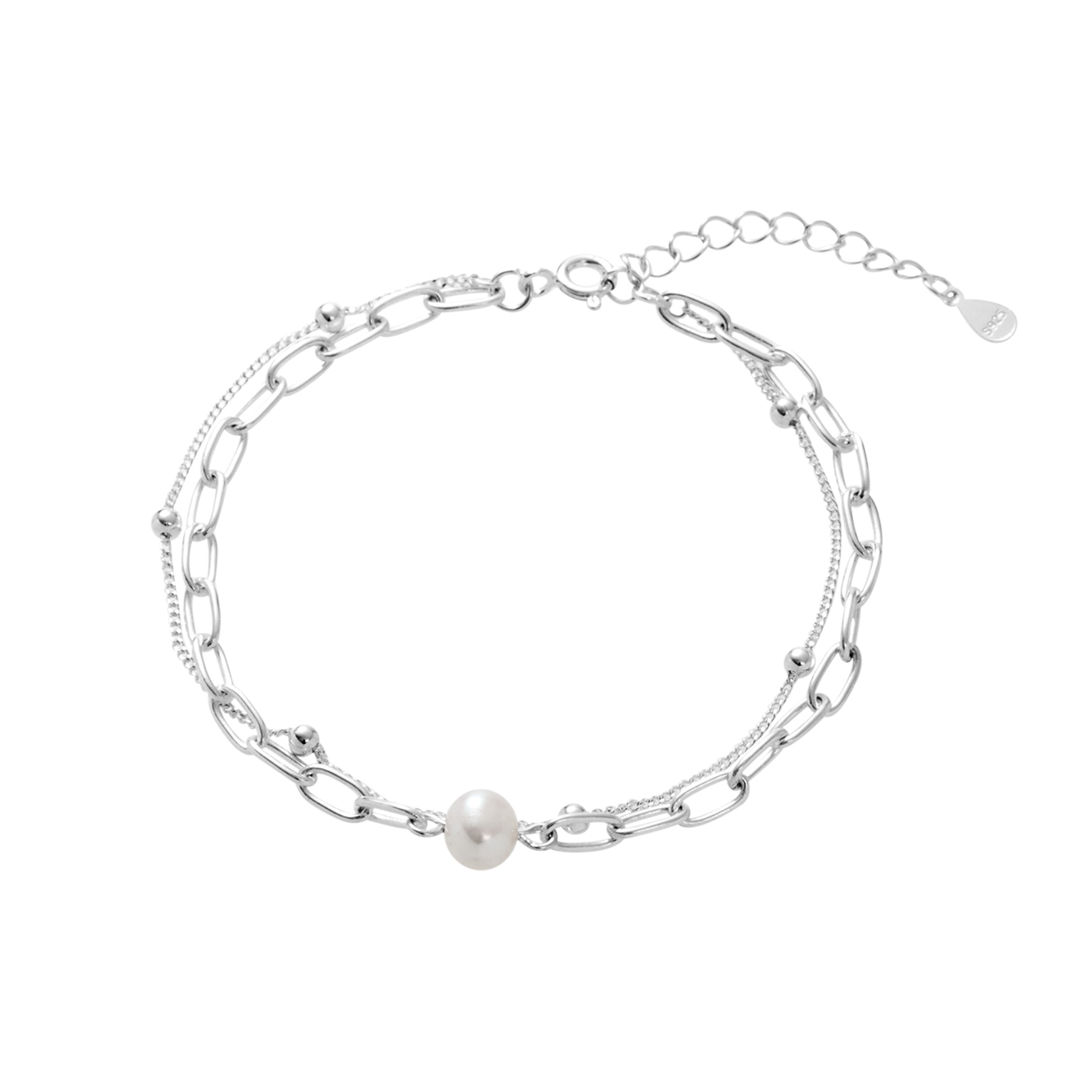 純銀,珍珠,雙層,珍珠,手鍊,平價飾品