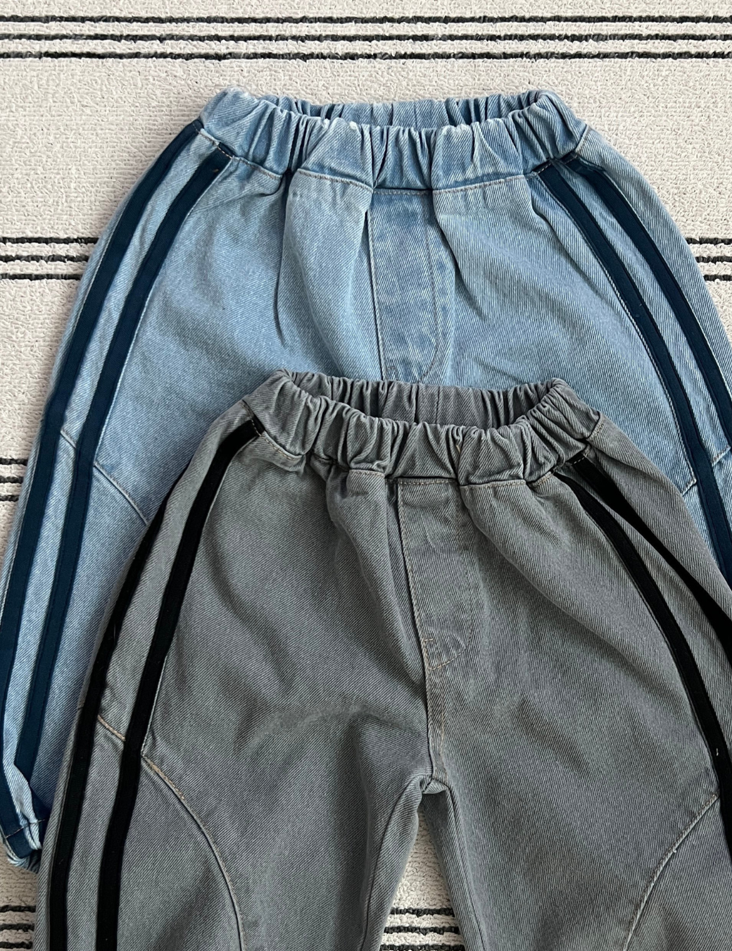 雙線條縮口牛仔褲