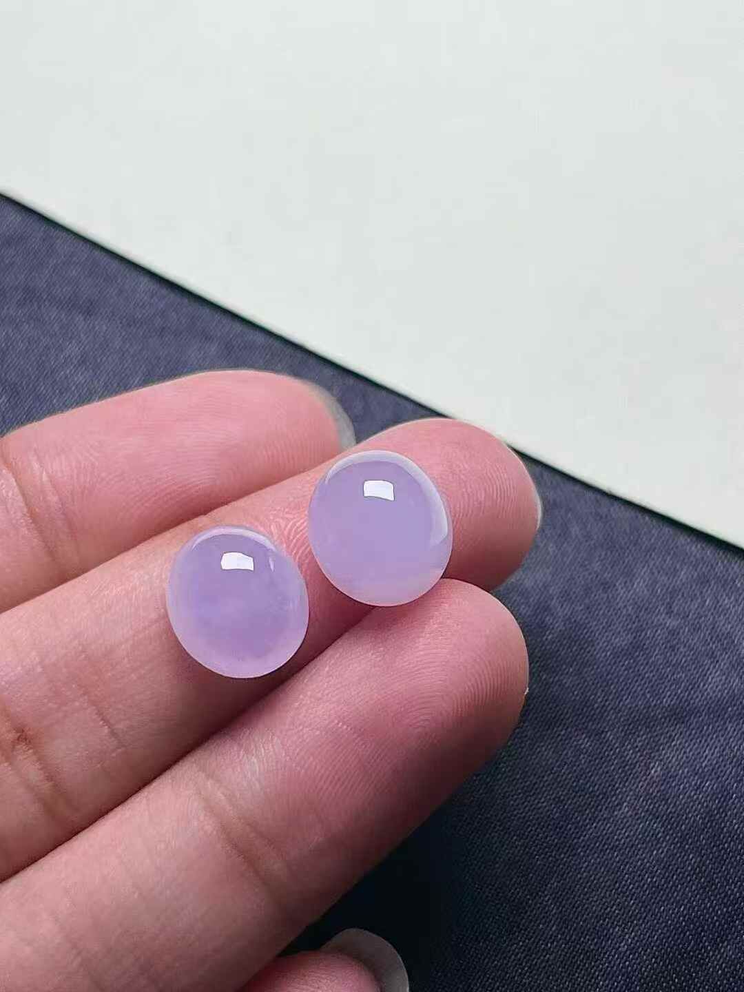 210349 翡翠紫羅蘭蛋面一對