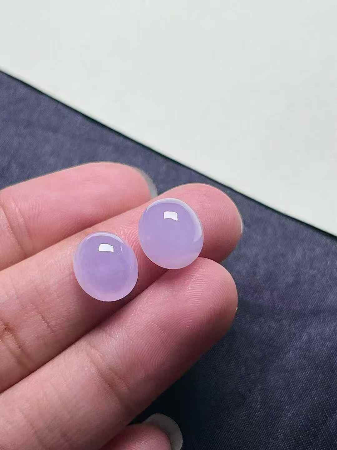 翡翠紫羅蘭蛋面一對,天然翡翠A玉, 緬甸玉, Jade, Jadeite