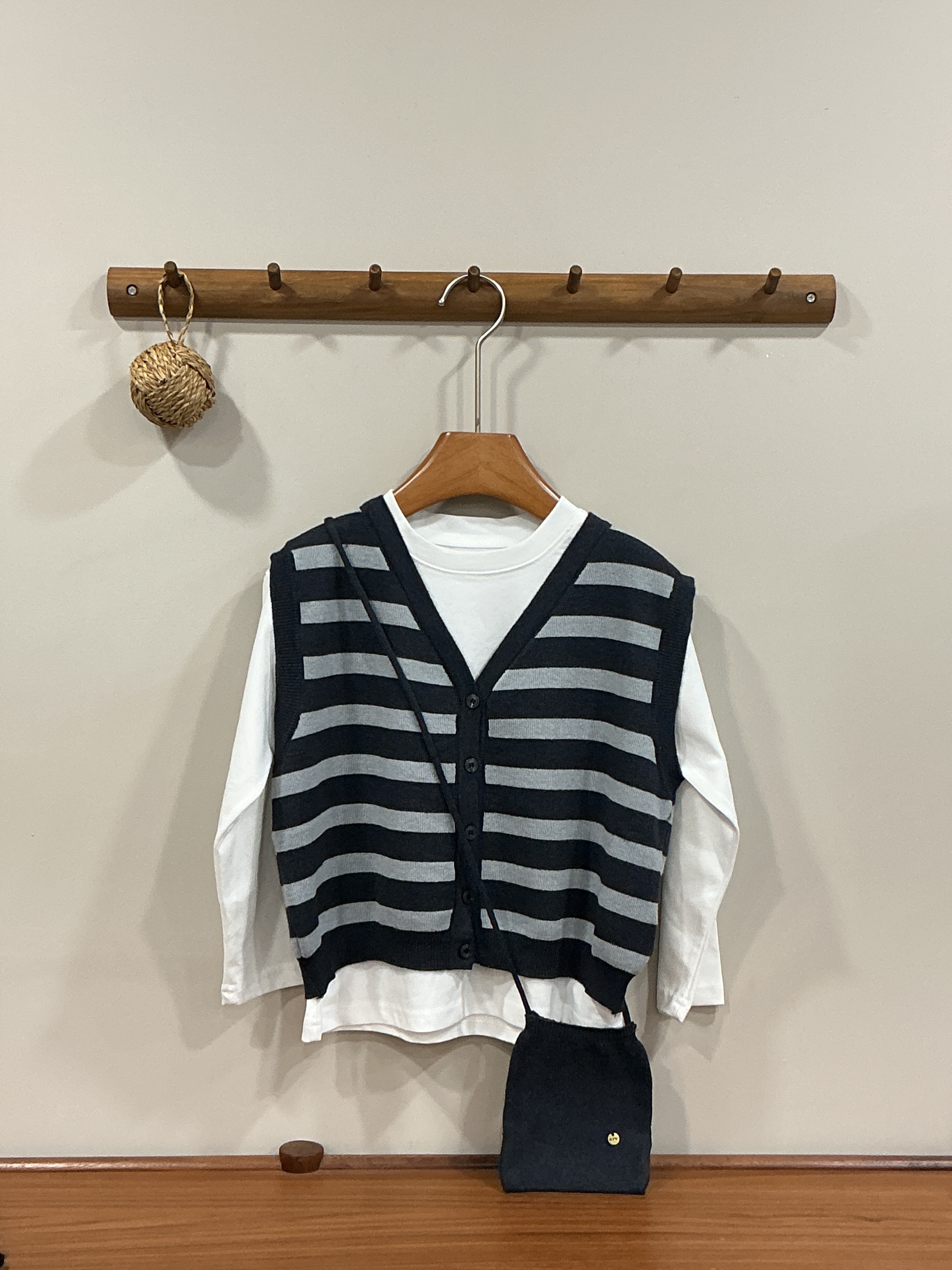 A04369針織背心內搭三件套