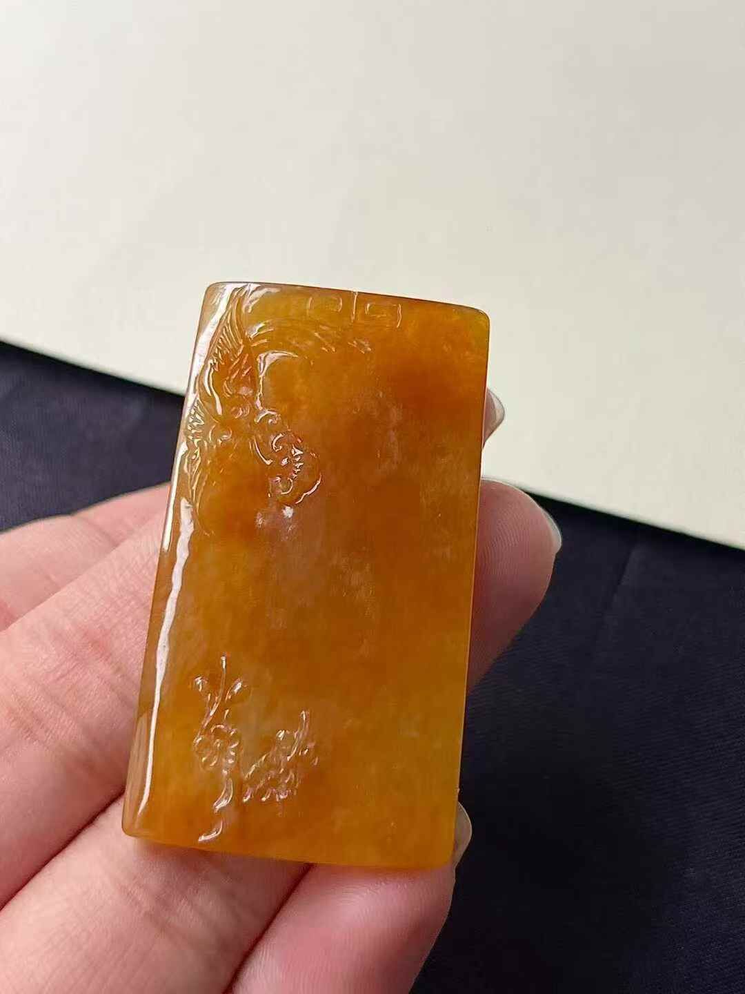 翡翠黃翡龍牌,天然翡翠A玉, 緬甸玉, Jade, Jadeite