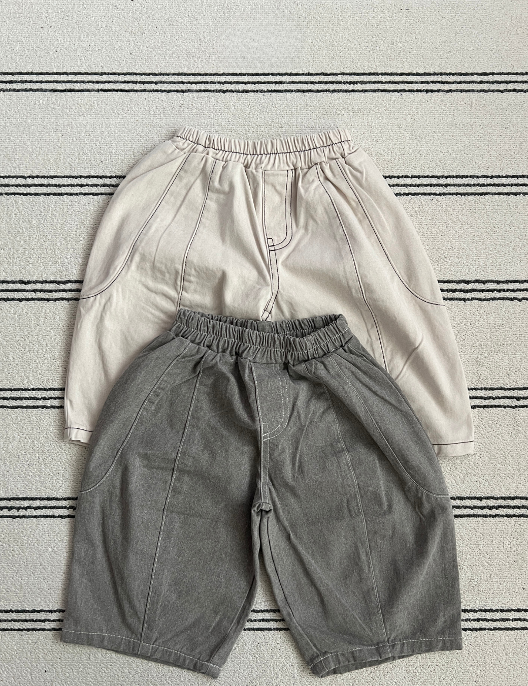 彈性腰頭車線長褲