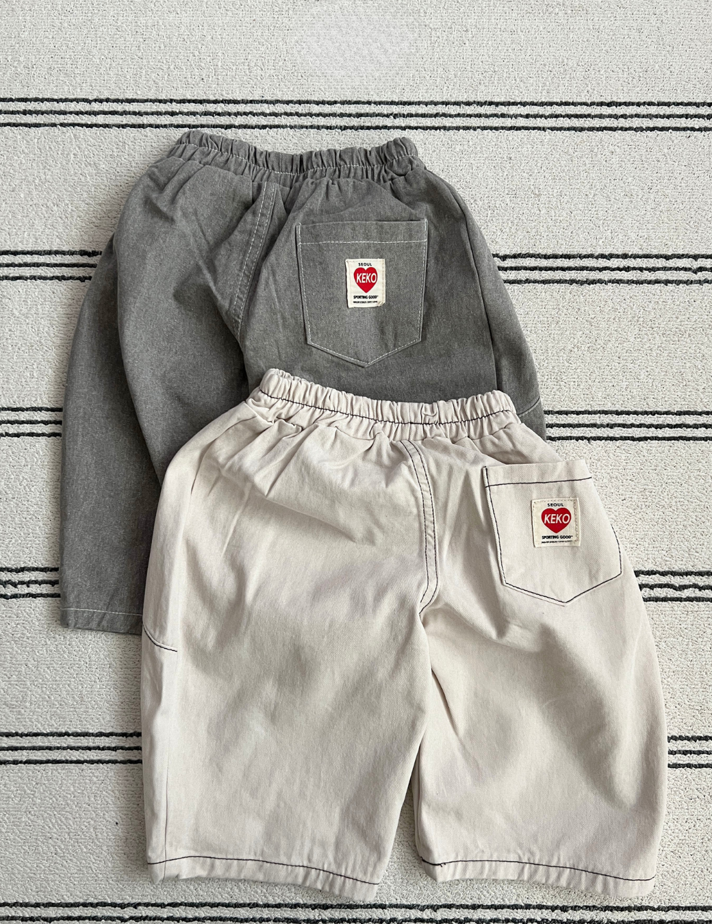 彈性腰頭車線長褲