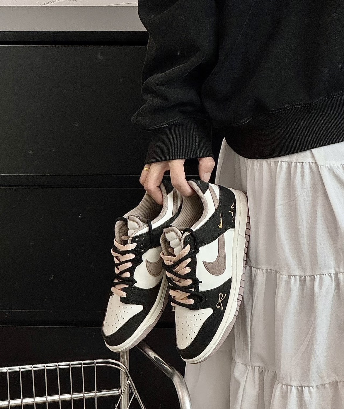 【預購】訂製款 Nike Dunk Low 鎏金 奶茶棕 蝴蝶結 小金勾