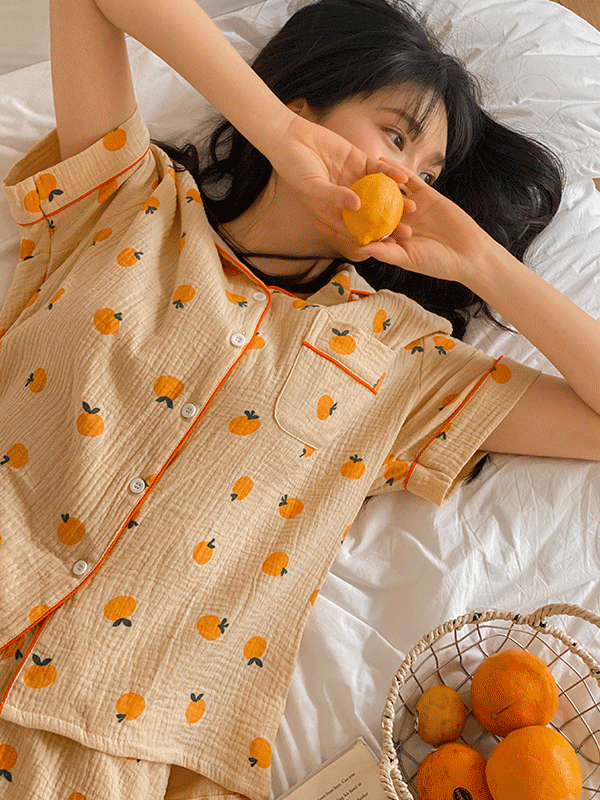 Juuneedu｜[短袖睡衣] Tangerine Pajamas