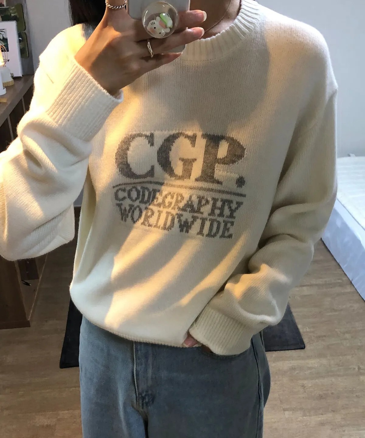 【OWN】CGP 針織 毛衣 春夏 長袖 上衣 羊毛 針織衫 女生 短版 米 灰 韓國限定