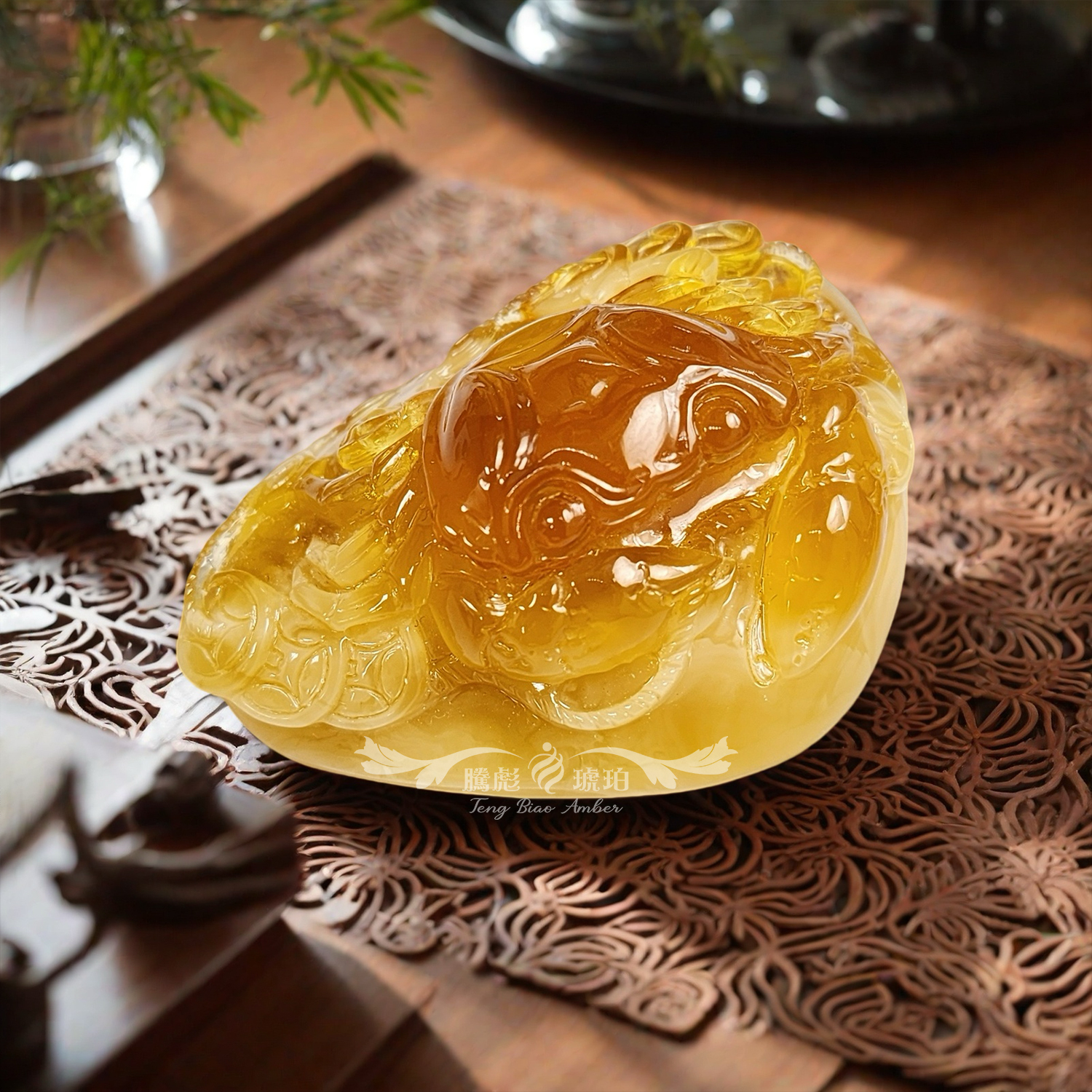 【騰彪琥珀】天然雞油紅飄花蜜蠟 螃蟹貝殼掛擺兩用 收藏等級/橫財到手/八方來財 附保卡 富貴一生 琥珀現貨免運