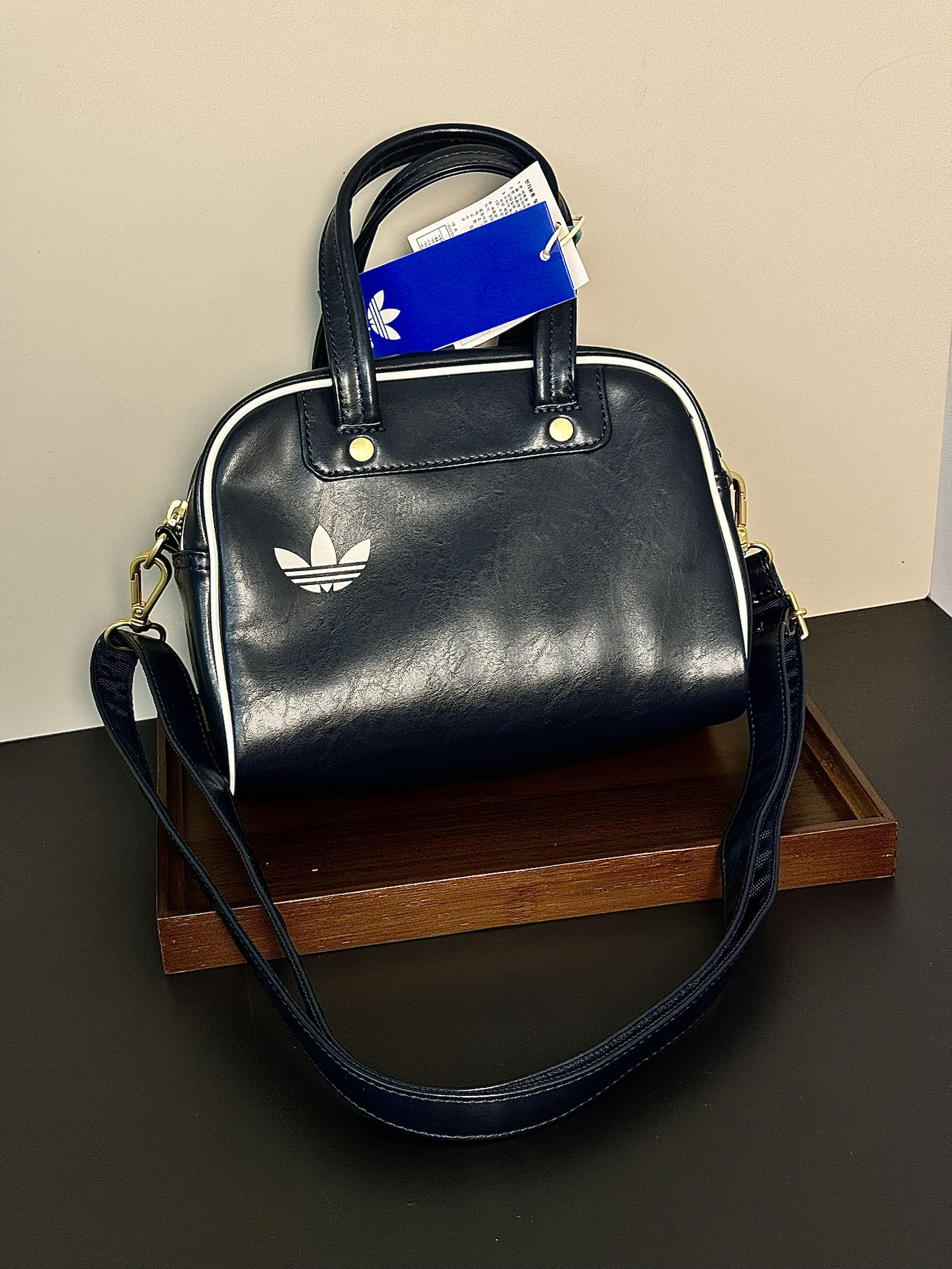 代購-Adidas Originals 保齡球包 單肩 手提包 迷你 男女同款 藍色