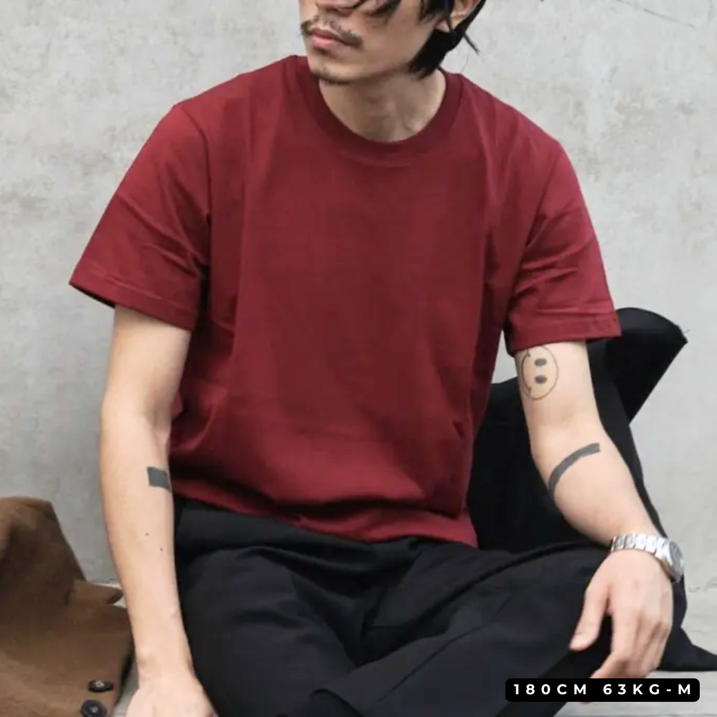 mr.maestro 高磅數- 純棉美式素Tee 勃艮第酒紅