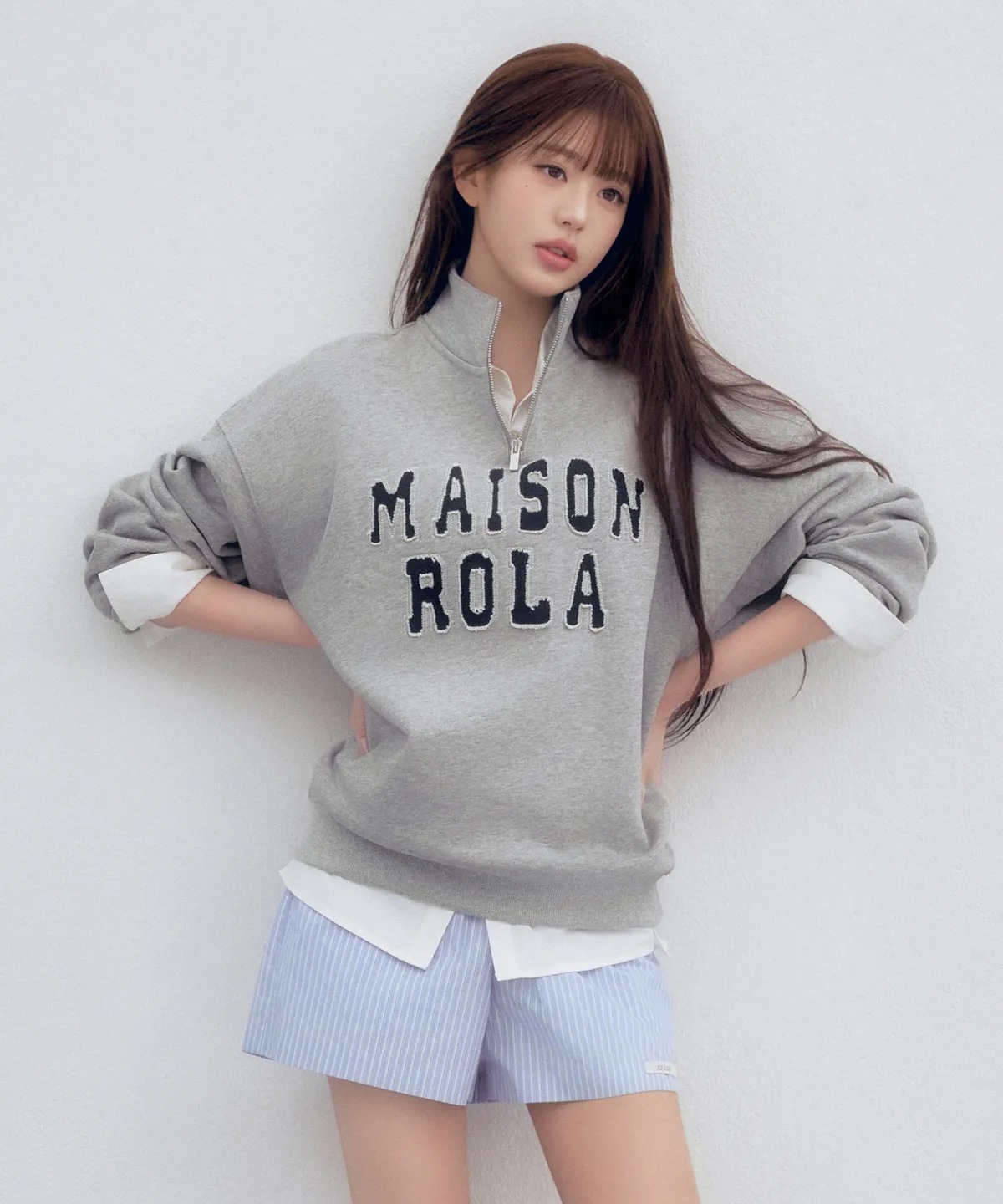 ROLAROLA MAISON DE ROLA EMBROIDERY HALF ZIP-UP