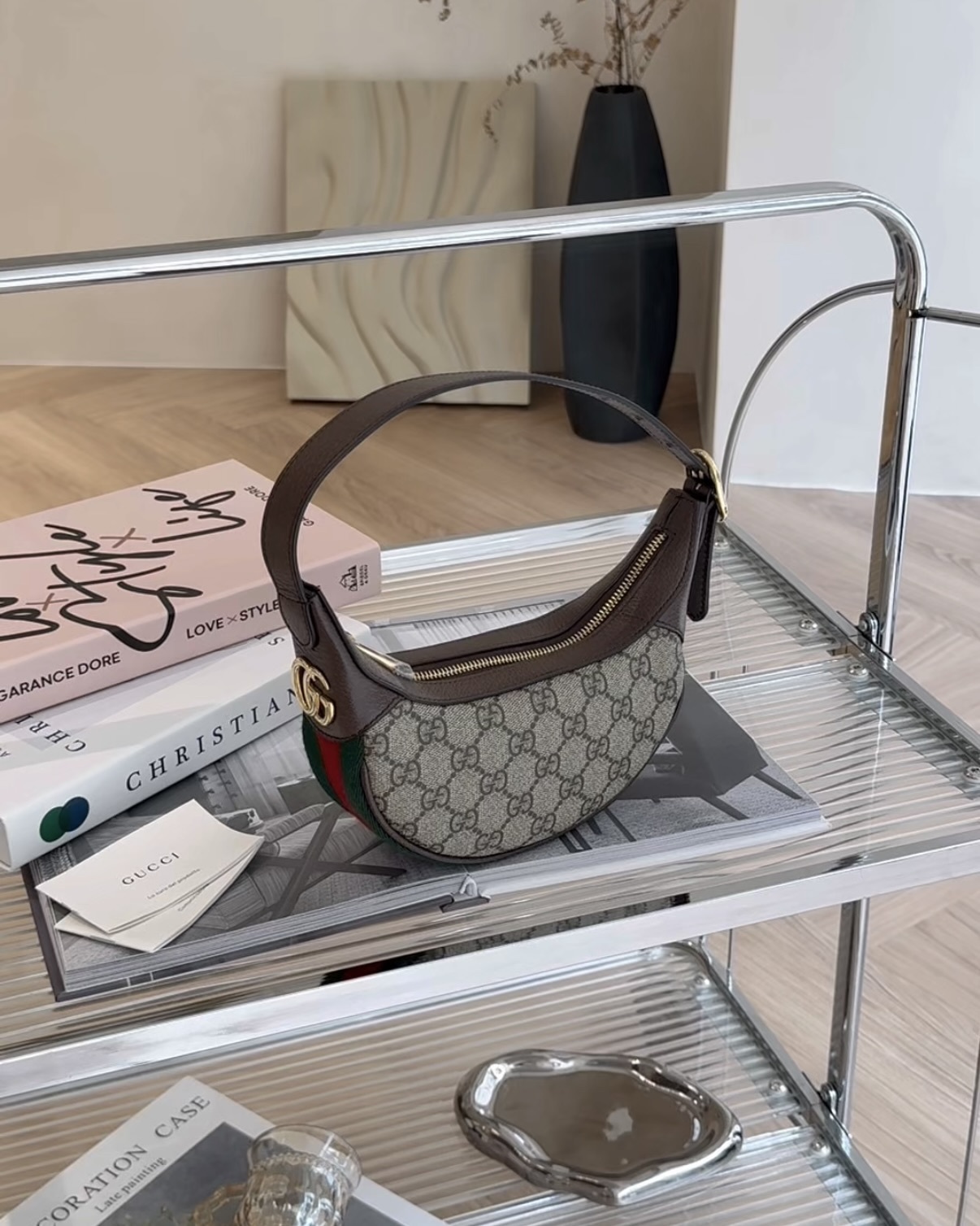 GUCCI｜OPHIDIA 迷你豌豆腋下包 經典老花