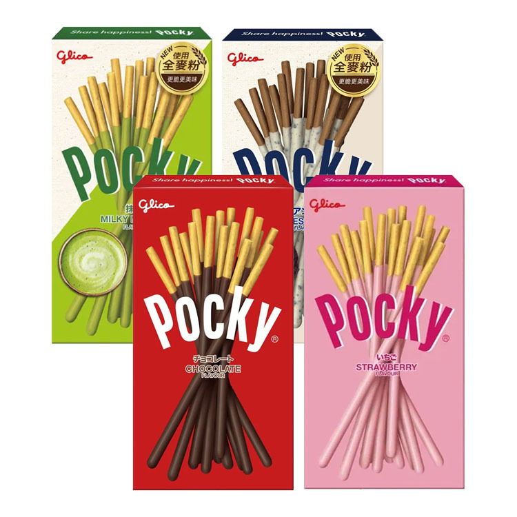 【Glico 格力高】Pocky百奇巧克力棒-巧克力27g/草莓24g/抹茶28g/牛奶餅乾32g