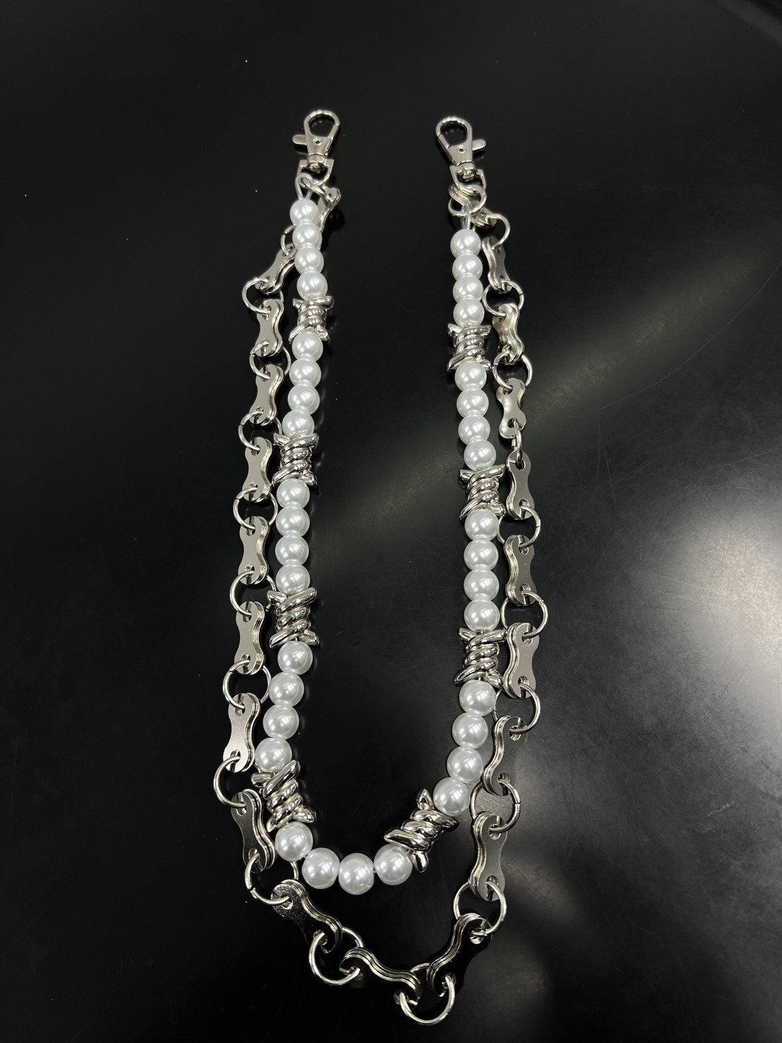 (GOAL) 雙層 鏤空 珍珠 褲鍊