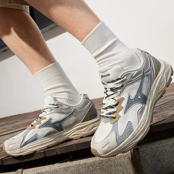 MIZUNO RACER S 美津濃 銀棕色  單寧牛仔 拼接 做舊 減震耐磨 復古 D1GH253501
