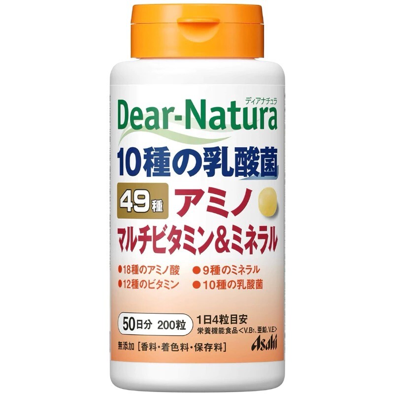 日本 Asahi Dear-Natura 49種乳酸菌胺基酸維生素礦物質營養補充錠 200粒 日常營養補充