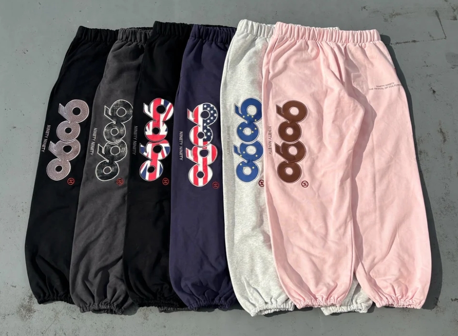 9090 NN2189 鱷魚紋 / 英國國旗 / 黑粉鑽 棉長褲