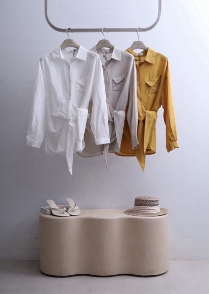 A3317-側綁帶口袋襯衫